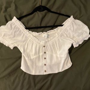 White button crop top